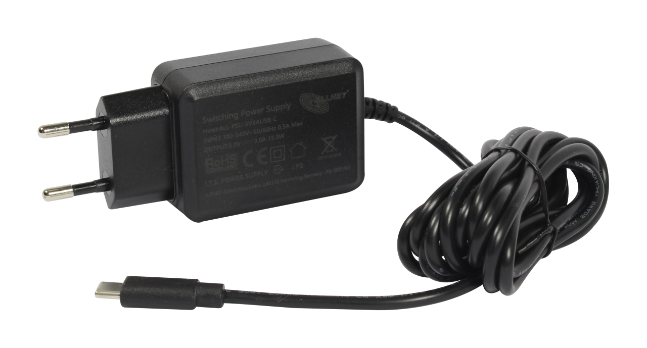ALLNET Ersatznetzteil - 5V/3A auf USB-C 2m Kabel ALLNET Ersatznetzteil - 5V/3A auf USB-C 2m Kabel