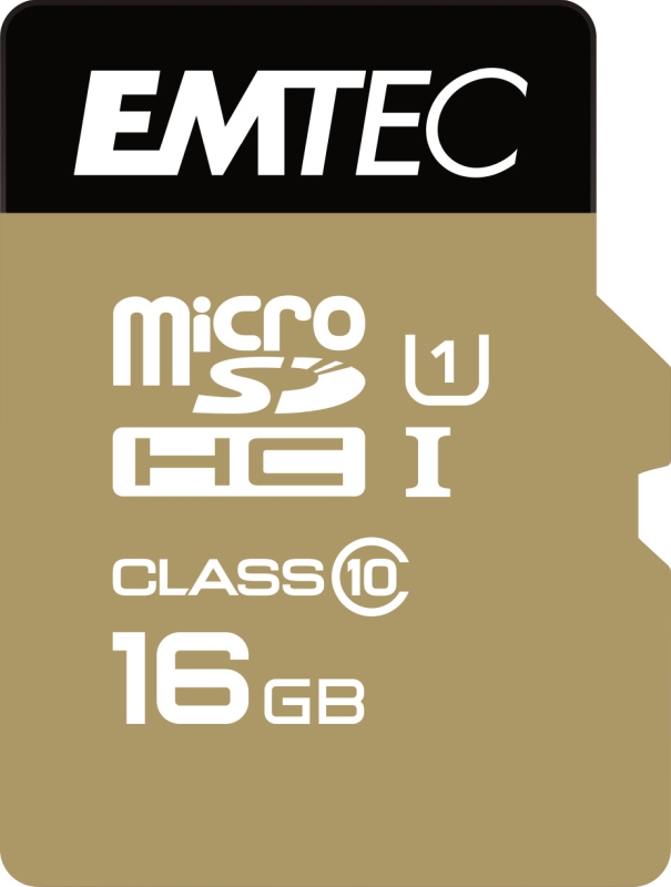 Flash SecureDigitalCard (SD)  16GB *EMTEC* Gold+ microSDHC - Class 10 + Adapter
