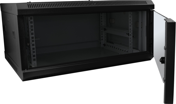ALLNET 19"Wandgehäuse, 12HE, 1-teilig, T450mm, Schwarz, SMC-Serie,