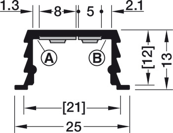 Design-Einbauprofil, Profil 3103 für LED-Bänder 8 mm