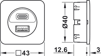 B-Ware (geprüft): USB-Ladestation, Häfele Loox5, USB-A / USB-C, 12 V (Vom Umtausch ausgeschlossen)