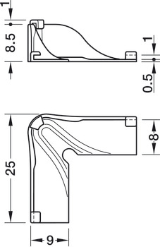 B-Ware (geprüft): Eckführung 90°, Häfele Loox5, für LED-Bänder bis 8 mm Breite (Vom Umtausch ausgeschlossen)