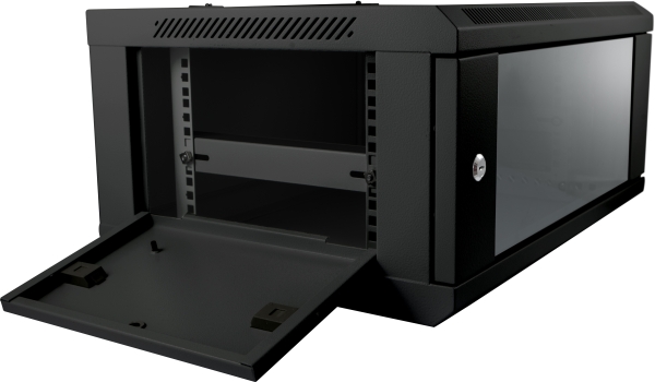 ALLNET 19"Wandgehäuse, 12HE, 1-teilig, T450mm, Schwarz, SMC-Serie,