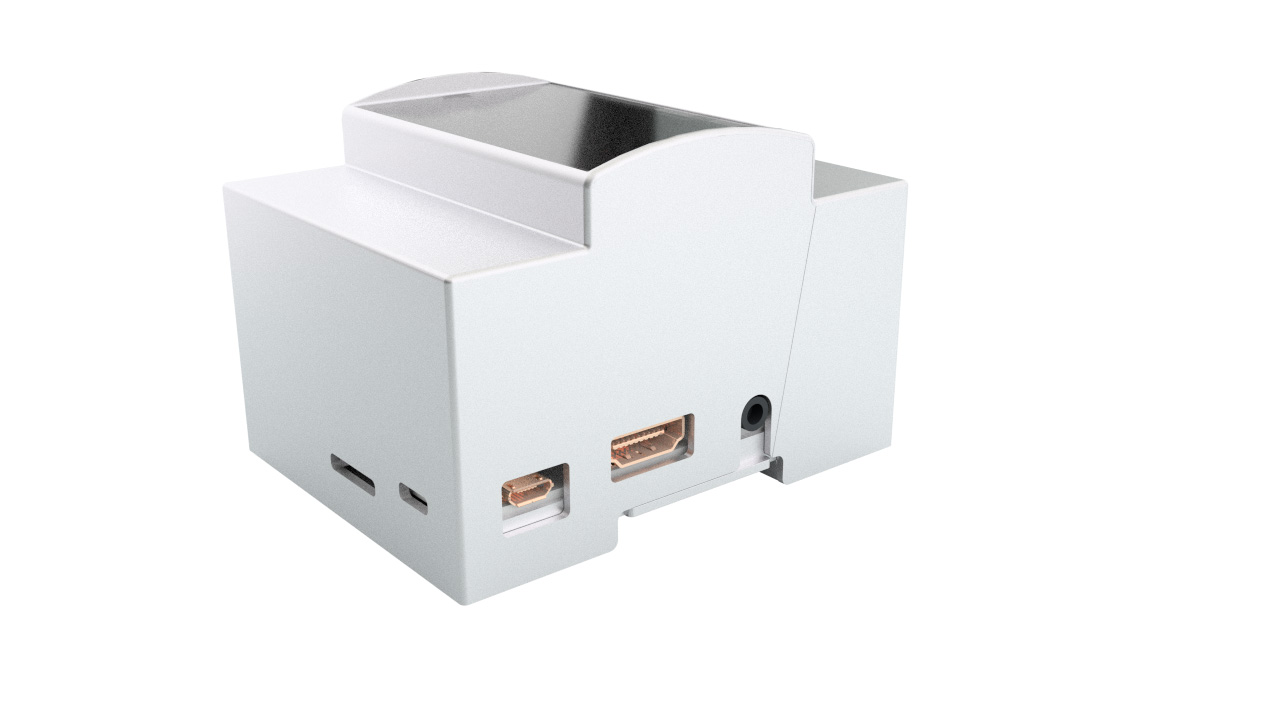Raspberry Pi 4 Zubehör - Gehäuse Hutschiene / DIN Rail mit Fenster grau für Pi 4B