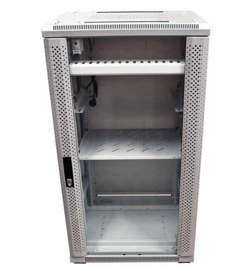 ALLNET 19"Schrank, 32HE, B600/T1000mm, Glastür, Lichtgrau, SNB-Serie,
