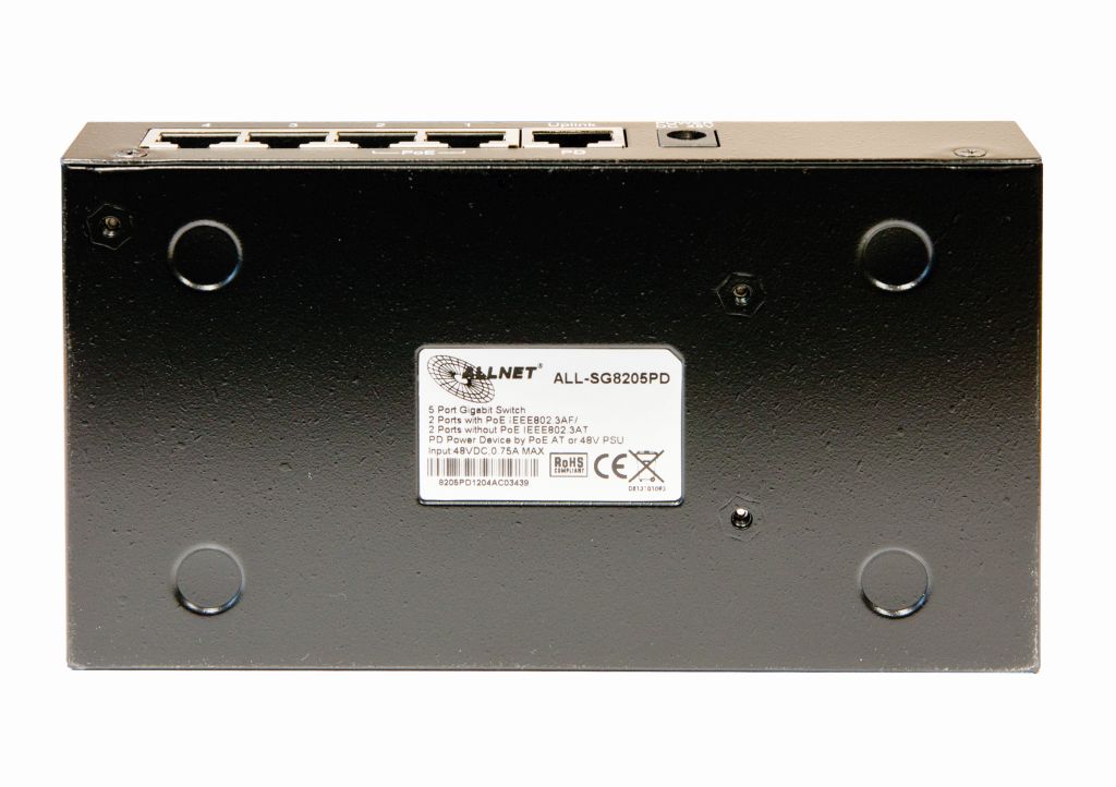 ALLNET Switch unmanaged 5 Port Gigabit 36W / 2x PoE / 2x LAN / 1x PoE+ In / "ALL-SG8205PD"