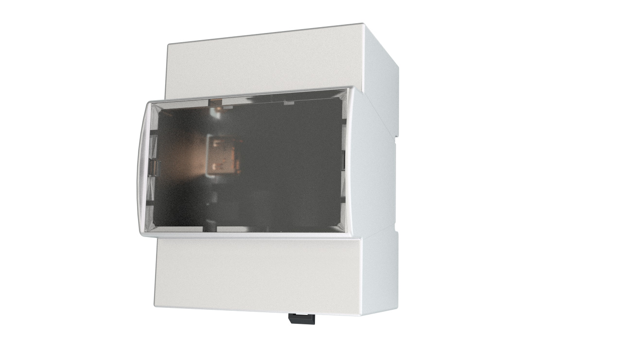 Raspberry Pi 4 Zubehör - Gehäuse Hutschiene / DIN Rail mit Fenster grau für Pi 4B