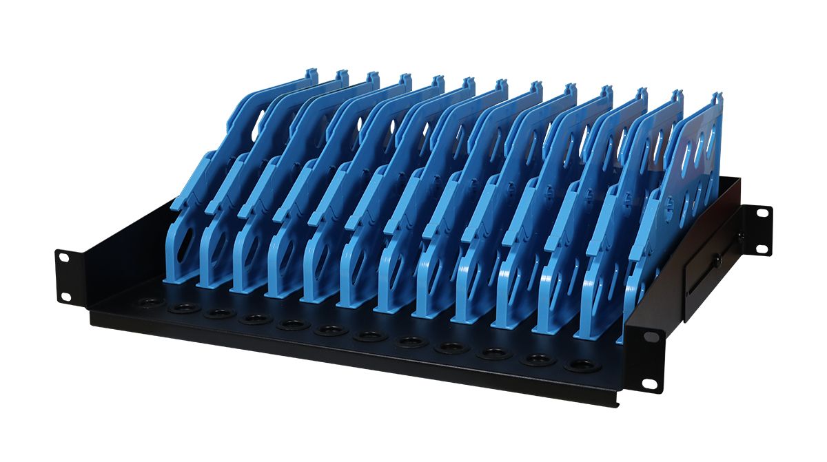 \ALLNET 19"zbh. Tragemodul für Tablet/IPAD/uvm. bis zu 12Plätze, Metall, Schwarz,