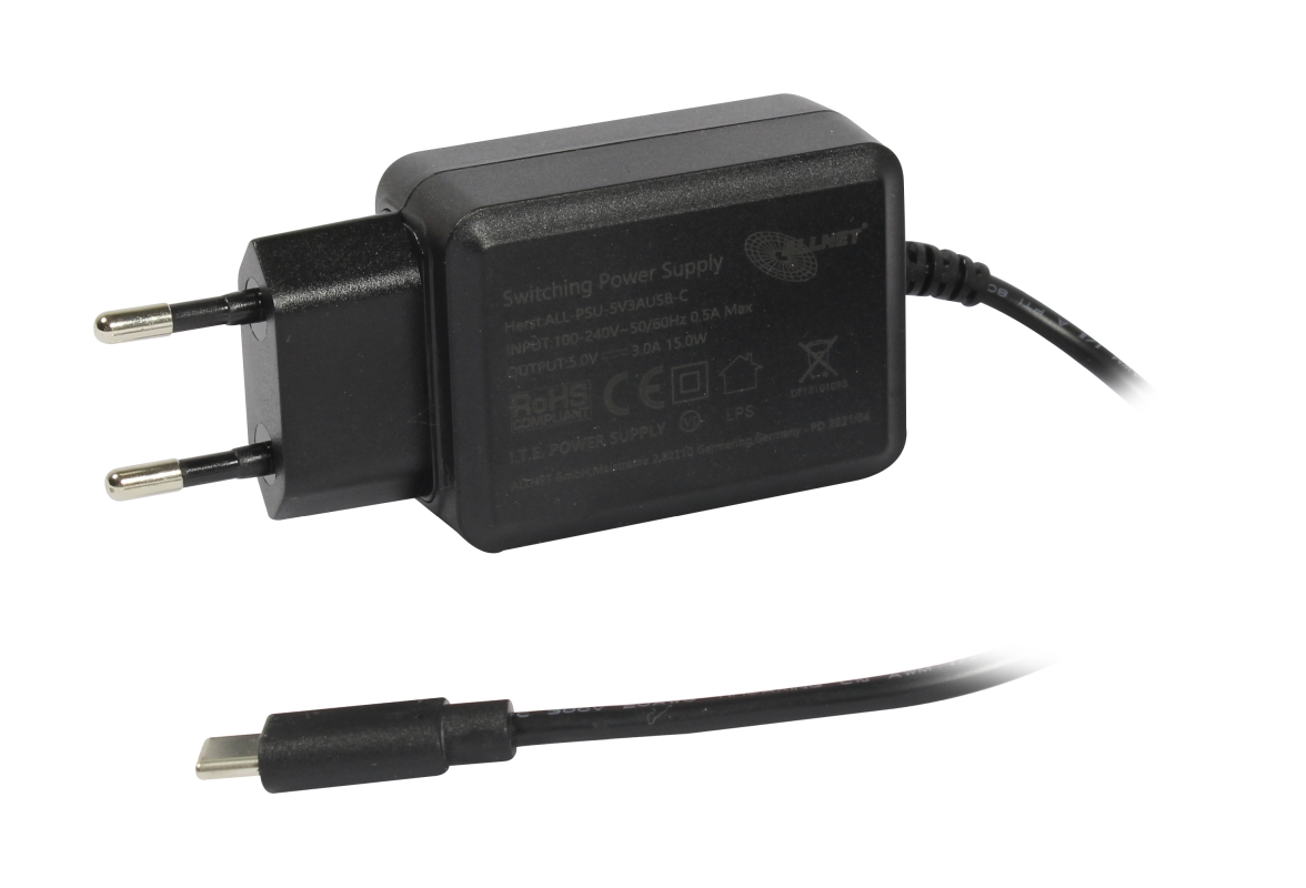 ALLNET Ersatznetzteil - 5V/3A auf USB-C 2m Kabel