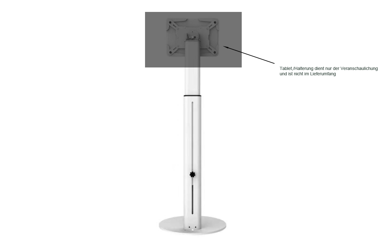 VESA Standfuß Halterung höhenverstellbar für Tablet, Display, Monitor 7,5cm/10cm, weiß
