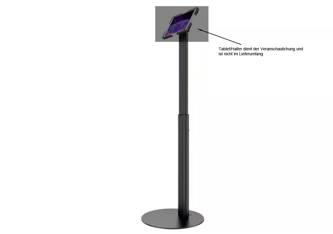 VESA Standfuß Halterung höhenverstellbar für Tablet, Display, Monitor 7,5cm/10cm, schwarz VESA Standfuß Halterung höhenverstellbar für Tablet, Display, Monitor 7,5cm/10cm, schwarz