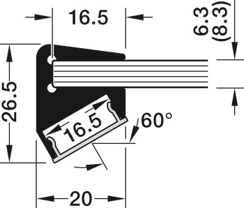 Glaskantenprofil, Profil 5101 für LED-Bänder 10 mm Glaskantenprofil, Profil 5101 für LED-Bänder 10 mm