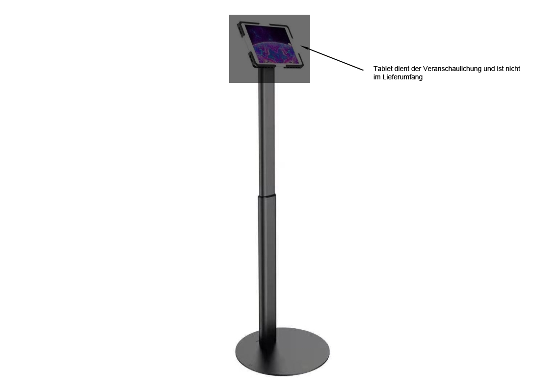 VESA Standfuß Halterung höhenverstellbar für Tablet, Display, Monitor 7,5cm/10cm, schwarz VESA Standfuß Halterung höhenverstellbar für Tablet, Display, Monitor 7,5cm/10cm, schwarz