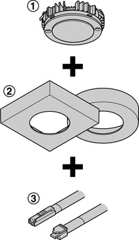 B-Ware (geprüft): Leuchtenmodul, Häfele Loox LED 2025 12 V modular Bohrloch-Ø 58 mm Aluminium (Vom Umtausch ausgeschlossen)