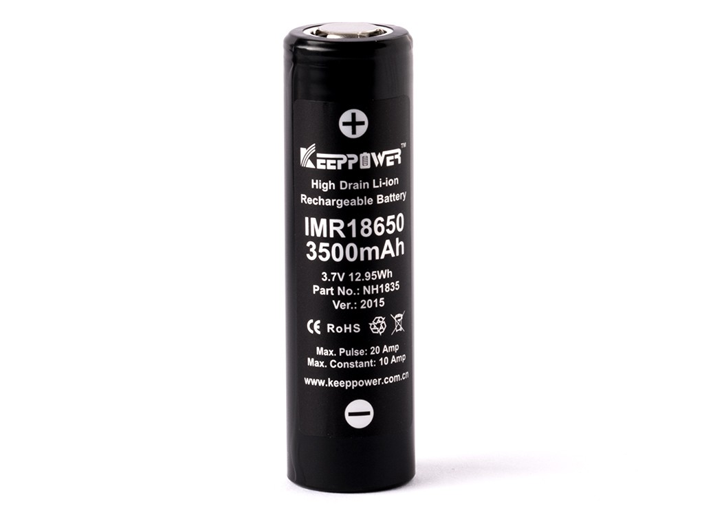 Batterie Akku wiederaufladbar 18650 3,6V - 3,7V 3500mAh Li-Ionen/Battery Akku  zbh. Keeppower *2er Pack* IMR18650/Panasonic NCR18650GA *ALLTRAVEL
