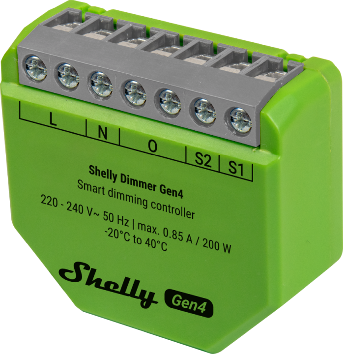 Shelly · Unterputz · "Dimmer Gen4" · Relais · LED Lichtcontroller · Messfunktion · WLAN · Zigbee · Matter · BT