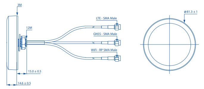 Teltonika · Zubehör · Antenne · Combo SISO Mobile/GNSS/WiFi Roof