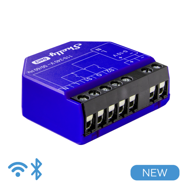 Shelly · Unterputz · "Dimmer 0/1-10V PM Gen4" · Messfunktion · WLAN · Zigbee · Matter · BT