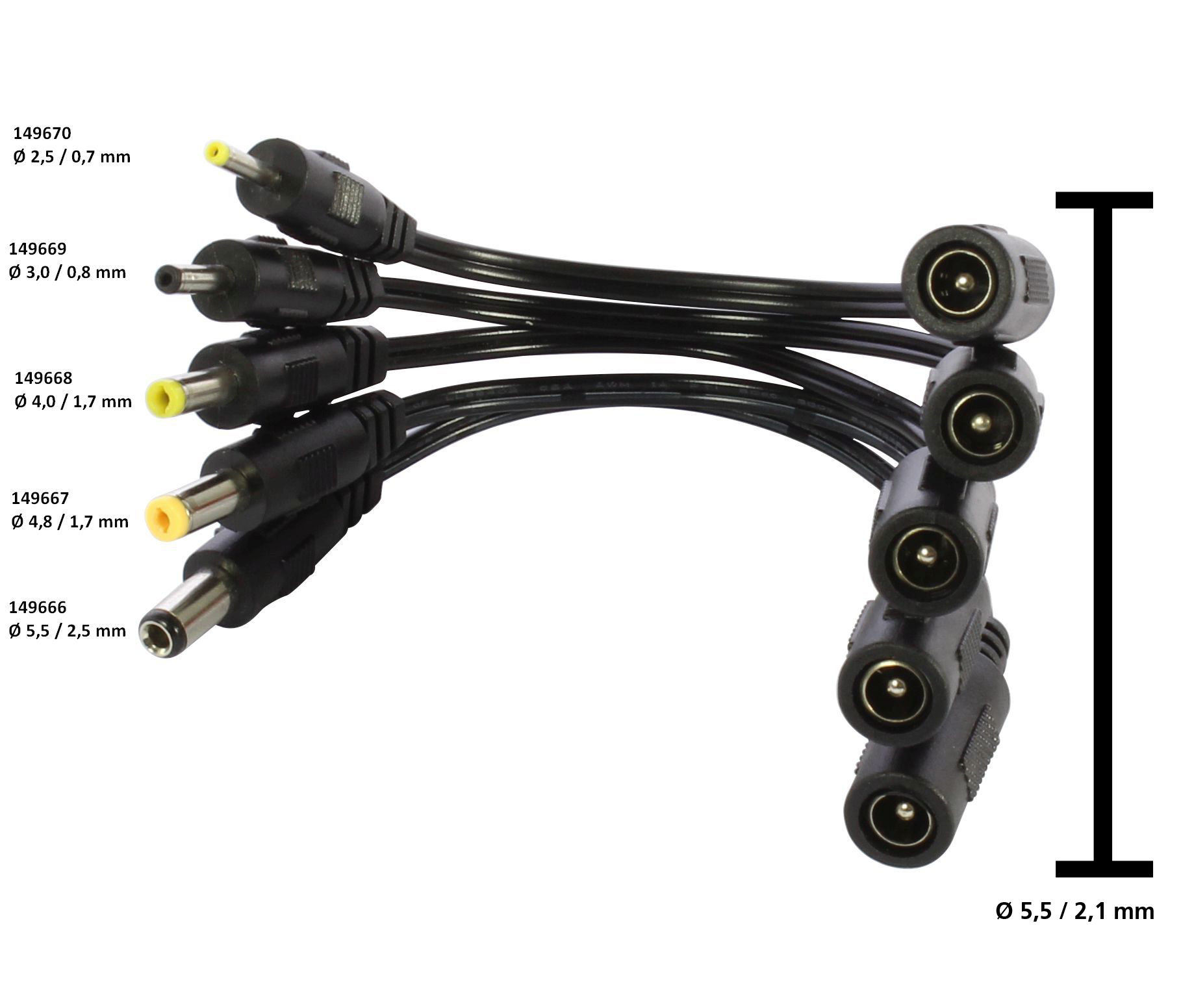 ALLNET Ersatznetzteil zbh. Hohlbuchse -> Hohlstecker Adapter 5,5/2,1mm -> 2,5/0,7mm