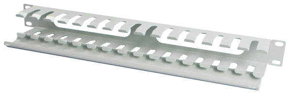 ALLNET 19"zbh. Kabelführungsplatte, 1HE, Metall mit Abdeckplatte, Lichtgrau,