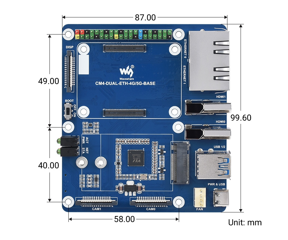Raspberry Pi Dual Gigabit Ethernet 5G/4G Compute Module 4 (NICHT im Lieferumfang enthalten), Metallgehäuse, mit Lüfter