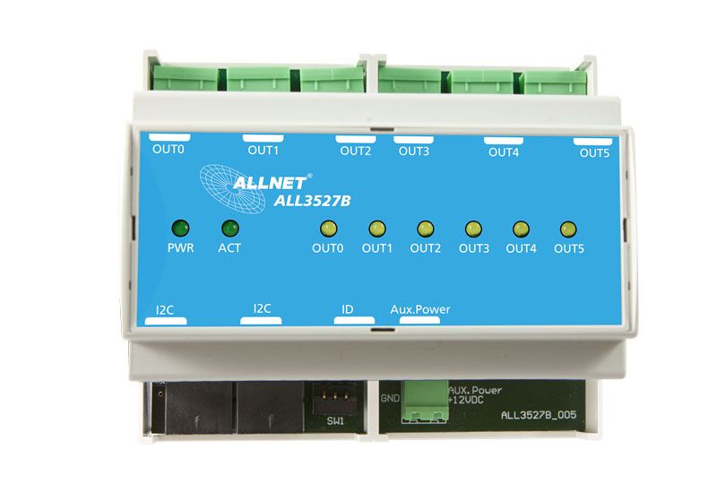ALLNET MSR IO ALL3527B HUT / 6fach 250V/16A Relais Ausgang I2C