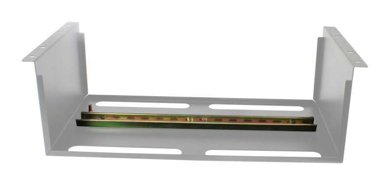 ALLNET 19"zbh. Gerätehalter für Hutschiene/DIN-Rail Geräte, T150mm/5HE, Lichtgrau, Frontmontage,