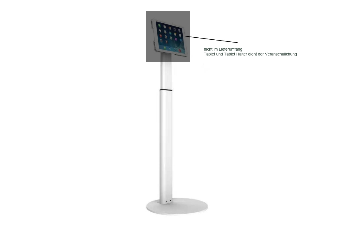 VESA Standfuß Halterung höhenverstellbar für Tablet, Display, Monitor 7,5cm/10cm, weiß
