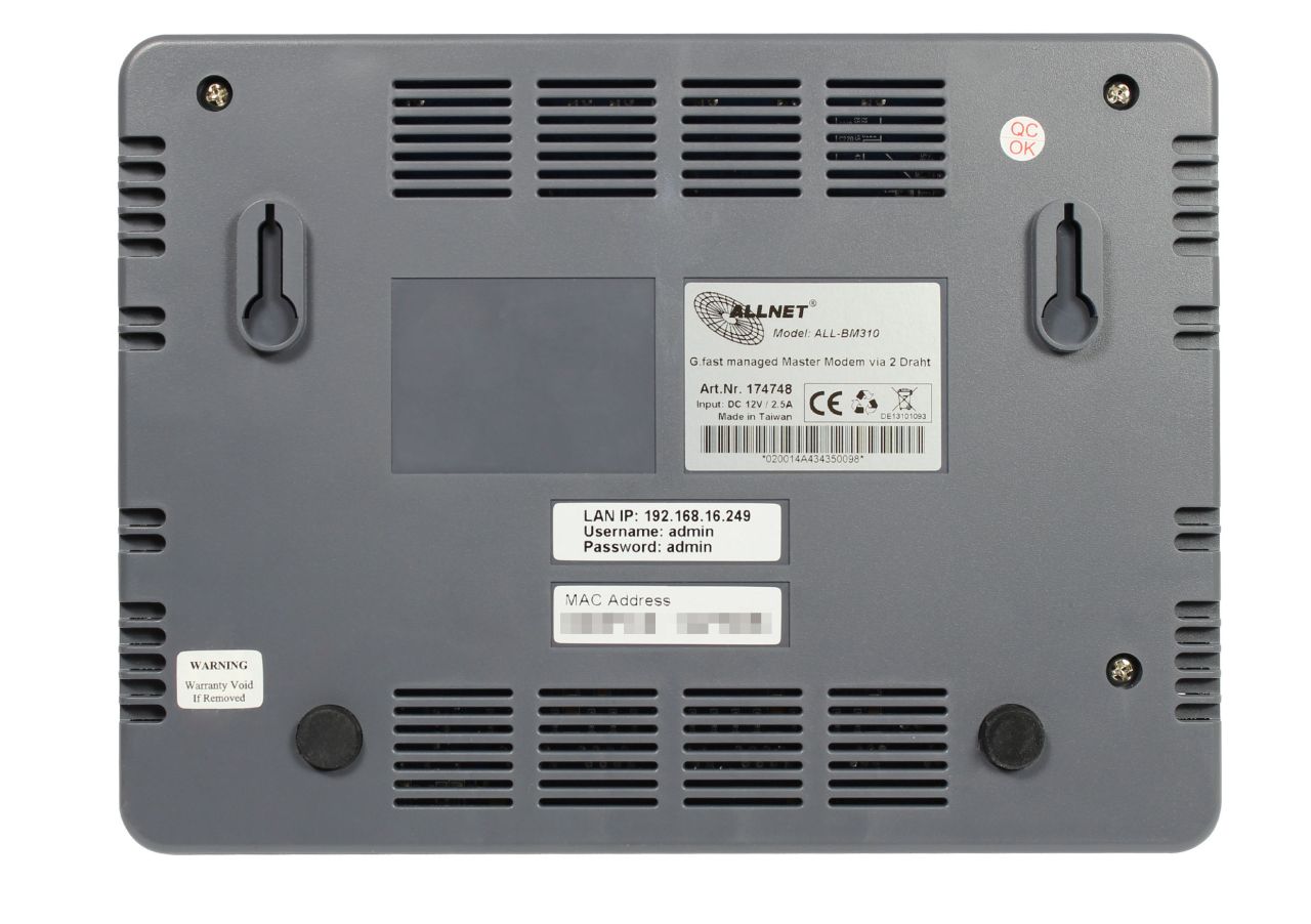 ALLNET Punkt-zu-Punkt Modem g.fast via 2-Draht managed Master "ALL-BM310"
