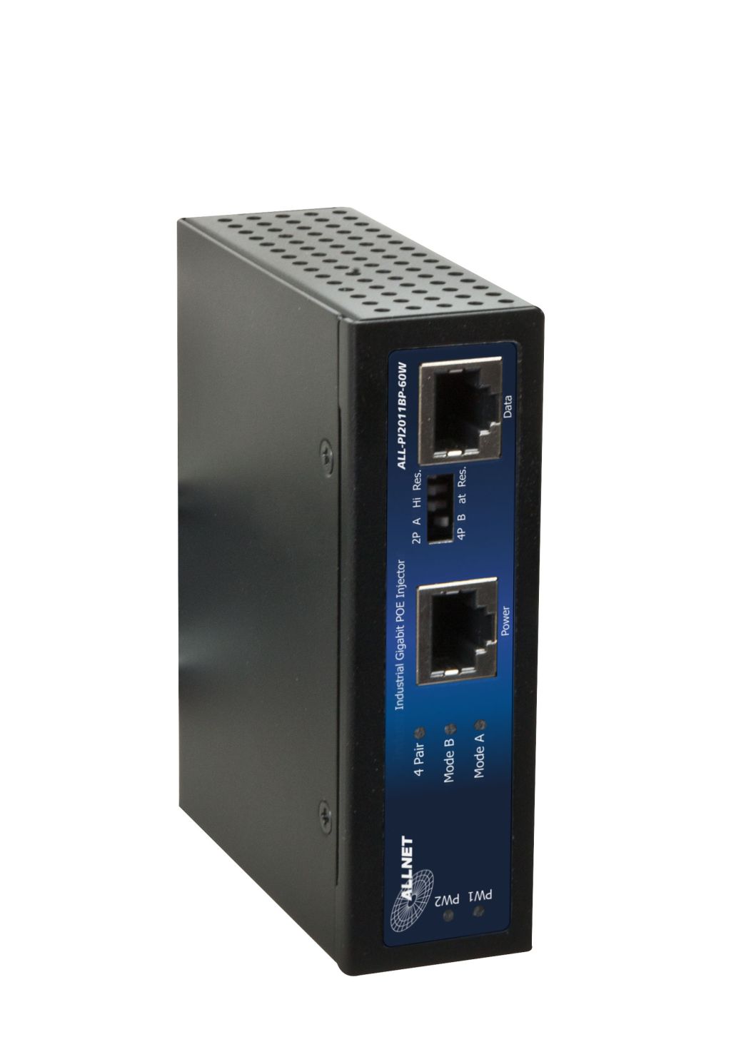 ALLNET PoE Injektor Industrial Gigabit / PoE & PoE+ & PoE 60W Microsemi (15,4W/30W/60W) / DIN / Power-Booster / Metallgehäuse / "ALL-PI2011BP-60W"