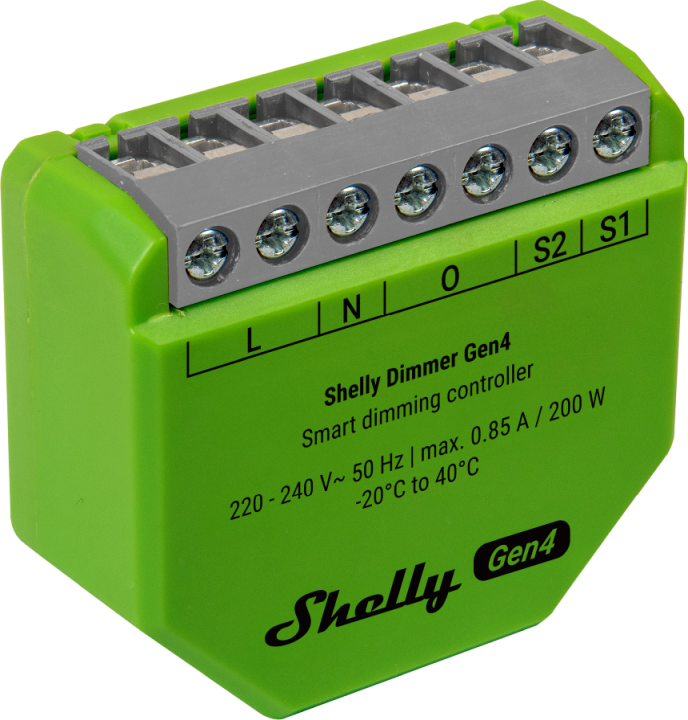 Shelly · Unterputz · "Dimmer Gen4" · Relais · LED Lichtcontroller · Messfunktion · WLAN · Zigbee · Matter · BT