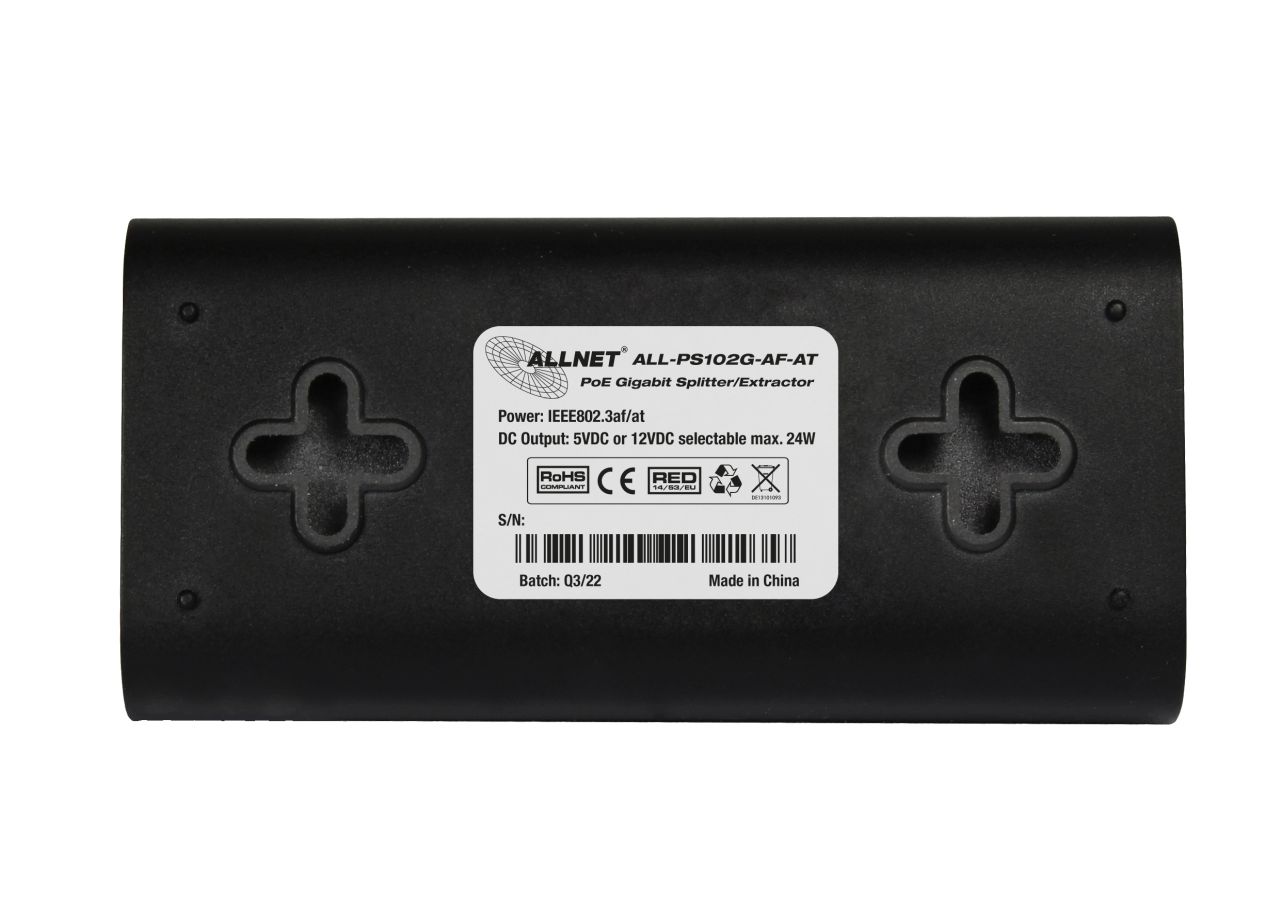 ALLNET PoE Splitter-Mini/Extractor / Gigabit / 24W / 5V/12V Schaltbar / ALL-PS102G-AF-AT