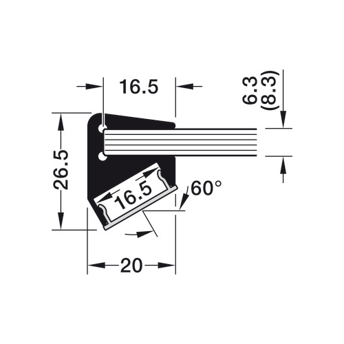 Glaskantenprofil, Profil 5101 für LED-Bänder 10 mm