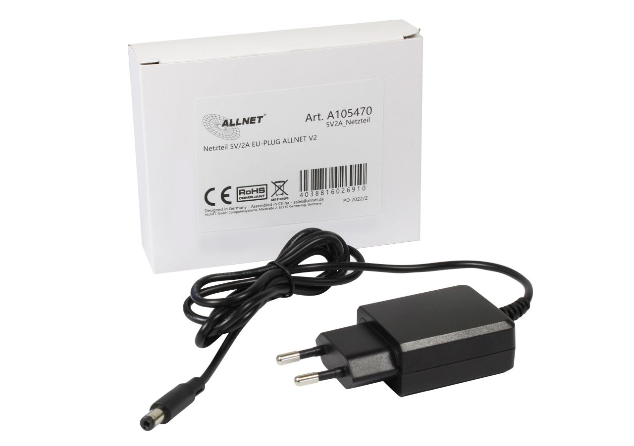 ALLNET Ersatznetzteil 5V/2A  EU-PLUG Universalnetzteil 5,5mm