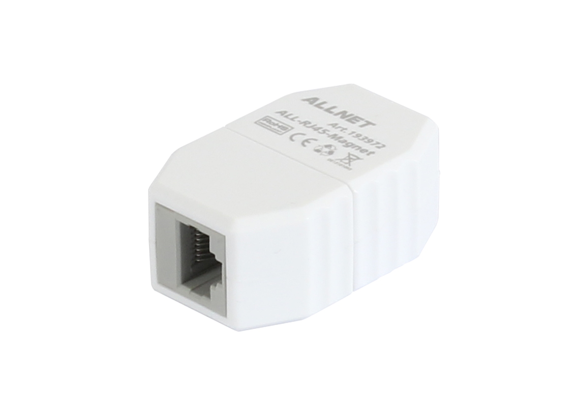 TP-TP Kupplung,CAT6A,Buchse,1:1 ,8-pol., RJ45, Sicherungskupplung, Abwurfbuchse, PoE fähig, bis zu 10GBit (ABS Gehäuse) - ALL-RJ45-Magnet TP-TP Kupplung,CAT6A,Buchse,1:1 ,8-pol., RJ45, Sicherungskupplung, Abwurfbuchse, PoE fähig, bis zu 10GBit (ABS Gehäuse) - ALL-RJ45-Magnet