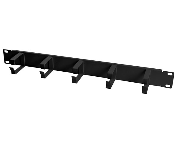 ALLNET 19"zbh. Kabelführungsplatte, 1HE, Metall mit 5 Bügel, Schwarz,