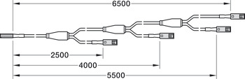 4-fach-Verlängerungsleitung, für Häfele Loox5 12 V 2-pol. (monochrom oder Tunable white 2-Draht-Technik)