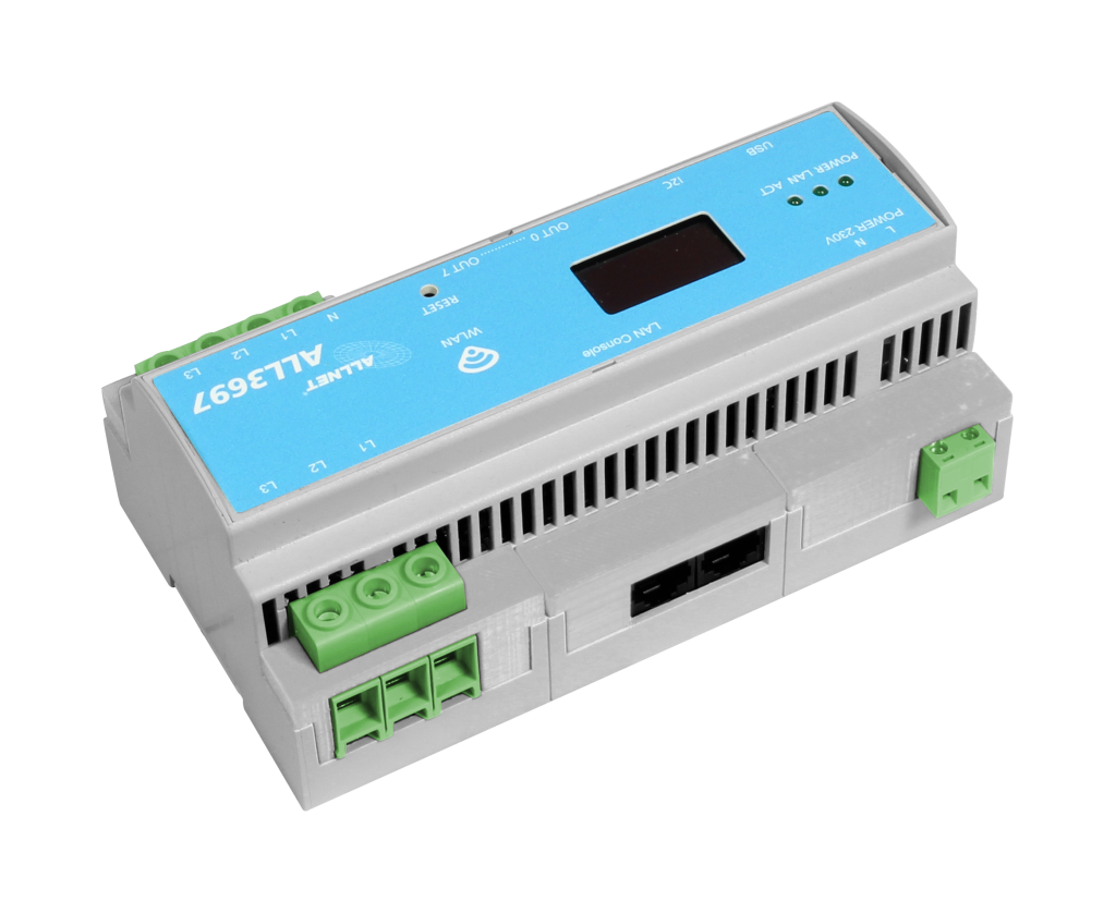 ALLNET MSR Powermeter Zentrale "ALL3697-32A" 32A 3phasig inkl. S0 (opt.) & Induktion & 2 Sensor Ports für IP Gebäude Automation