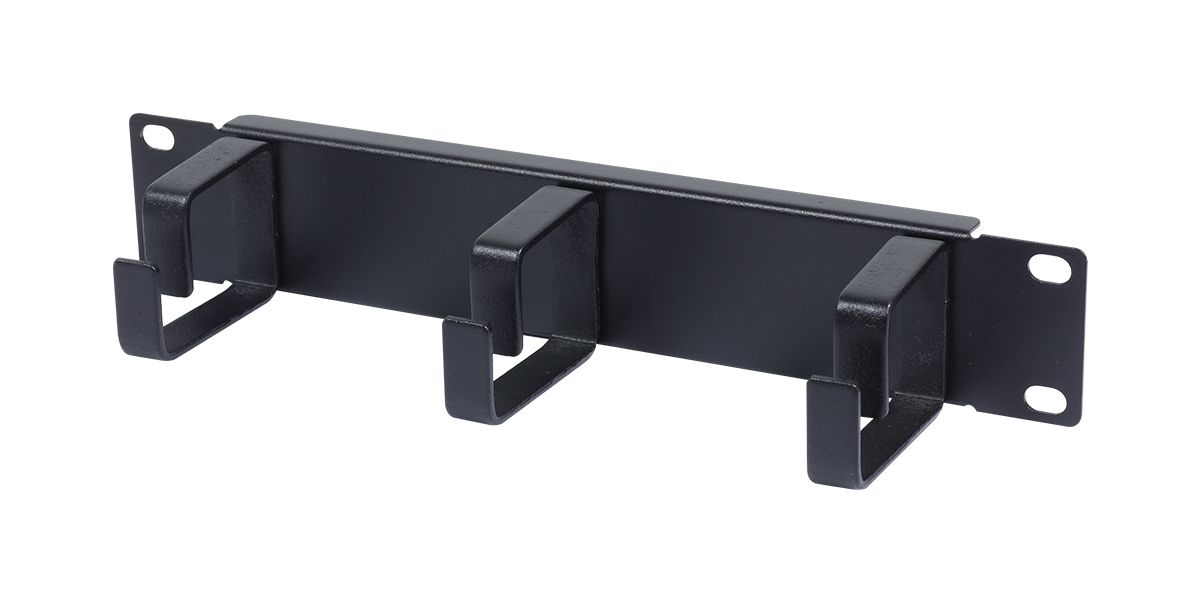 ALLNET 10"zbh. Kabelführungsplatte, 1HE, Metall mit 3 Bügel, Schwarz,