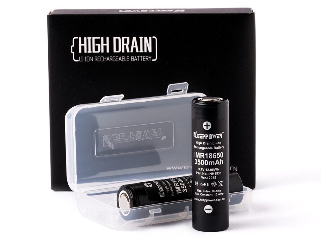 Batterie Akku wiederaufladbar 18650 3,6V - 3,7V 3500mAh Li-Ionen/Battery Akku  zbh. Keeppower *2er Pack* IMR18650/Panasonic NCR18650GA *ALLTRAVEL